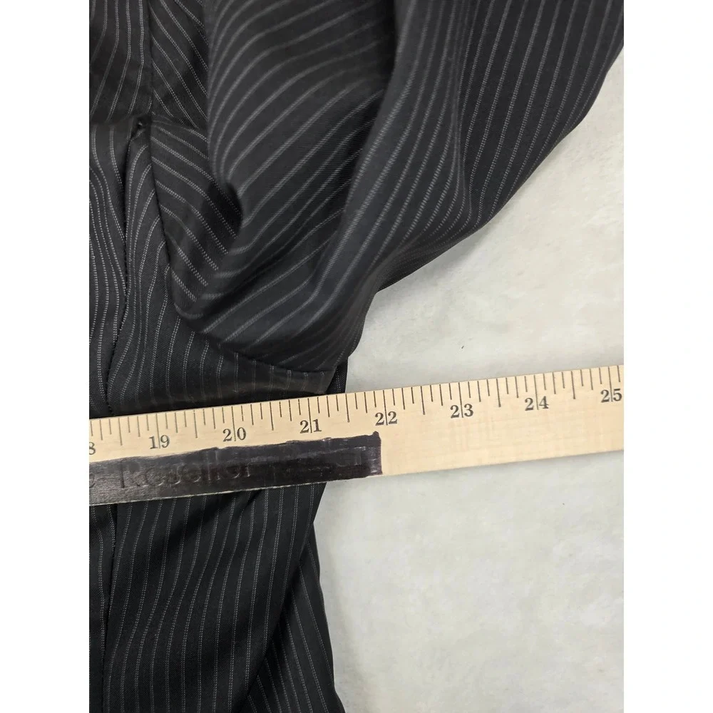 Banana Republic Wool Silk Blazer Mens 46L 46 Charcoal Gray Pinstripe Suit Jacket